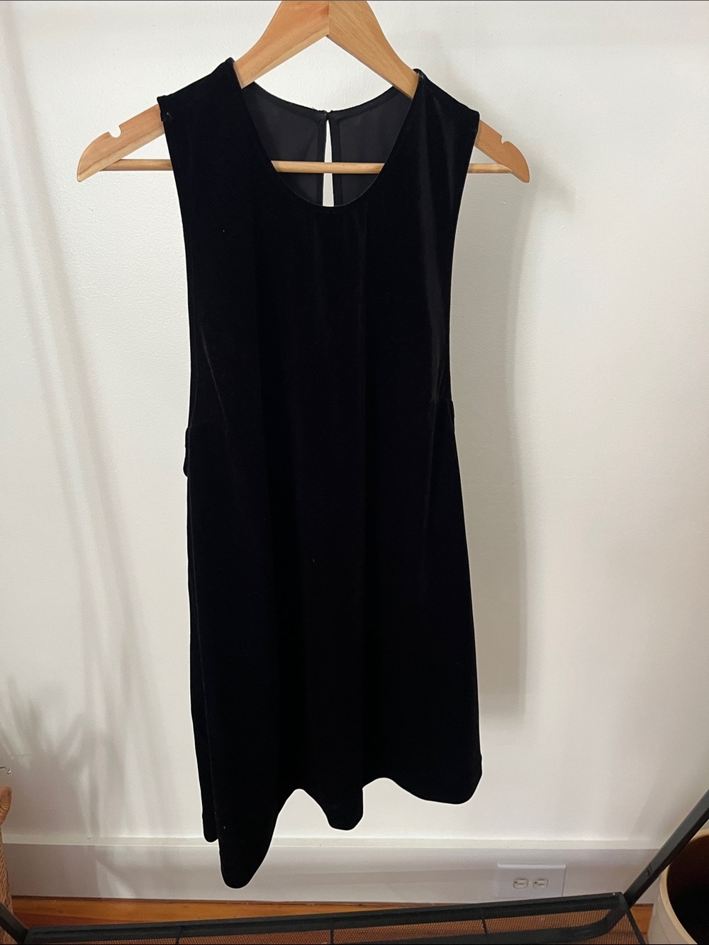 American Apparel Black Velvet Mini Dress - Large - A-line shift dress